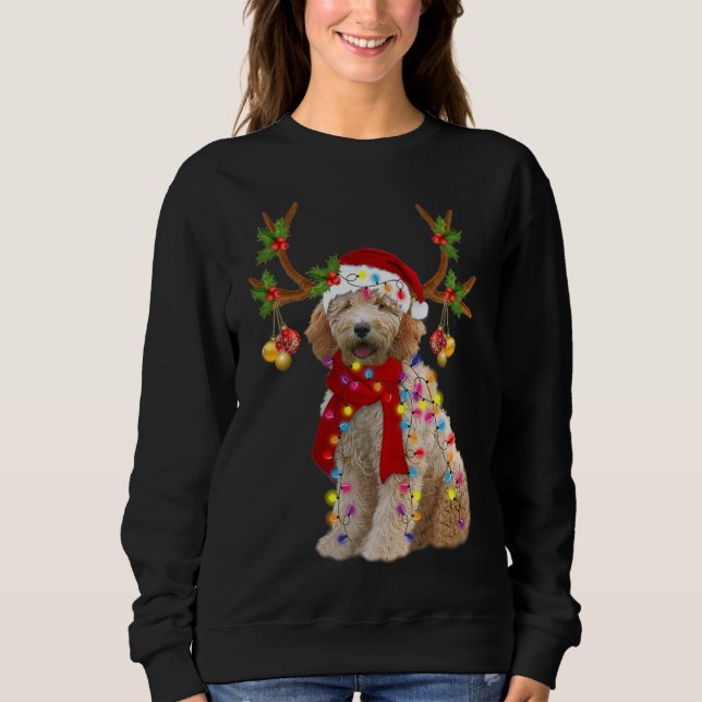 Moletom Ouro Doodle Gorgee Reindeer Árvore de Natal Lig (Frente)