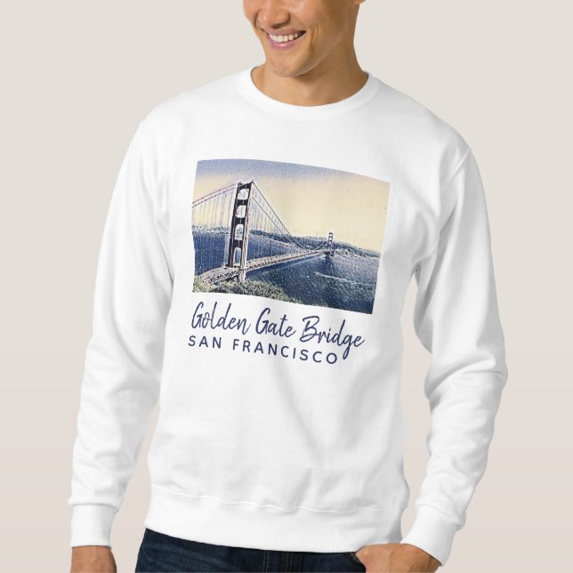 Moletom Ouro Gate Bridge San Francisco Watercolor Art (Frente)