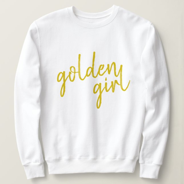 Moletom Ouro Girl | Script Dourado moderno (Frente do Design)