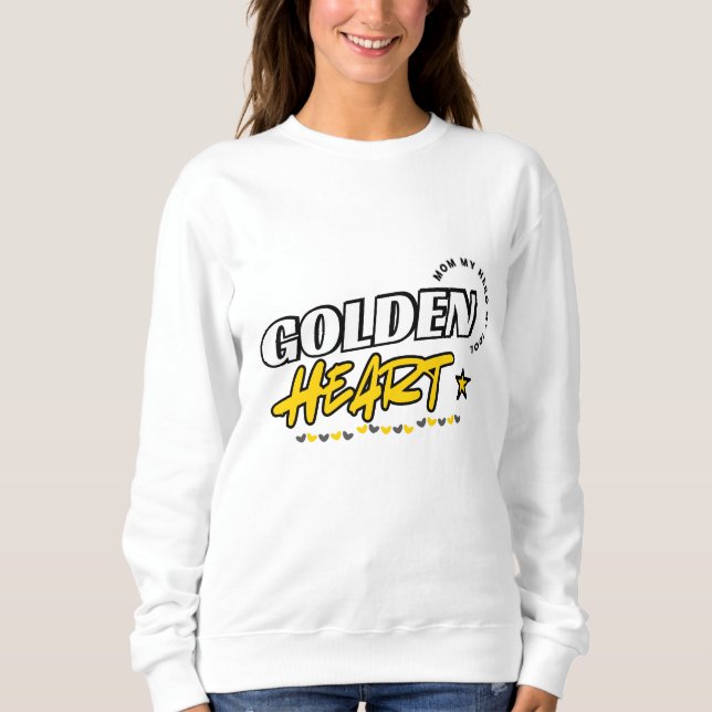 Moletom Ouro Heart Mãe Sweatshirt | Presente no Dia da Mãe (Frente)