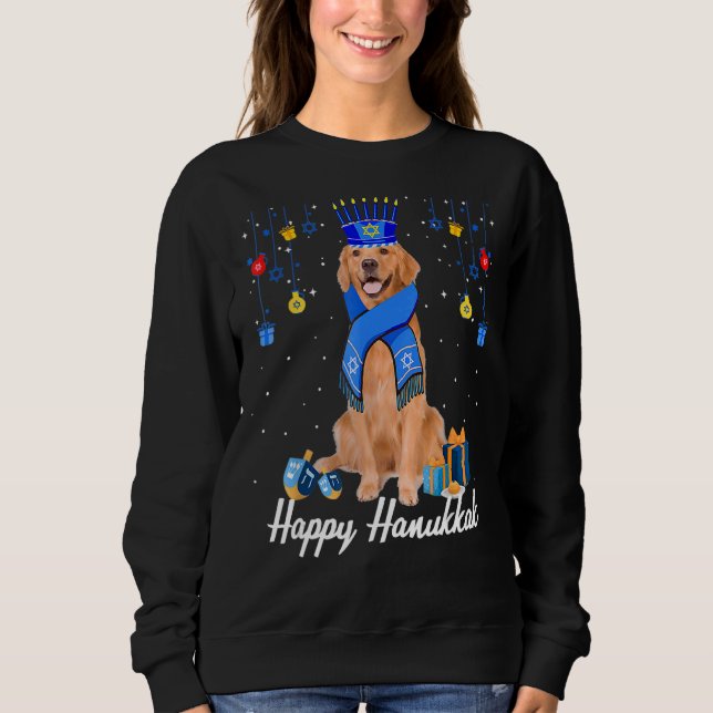 Moletom Ouro Retriever Menorah Hat Christmas Hanuk (Frente)