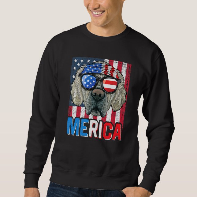 Moletom Ouro Retriever Merica Flag 4 De Julho Americano (Frente)