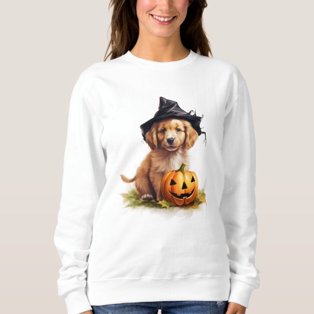 Moletom Ouro Retriever Puppy Halloween (Frente)