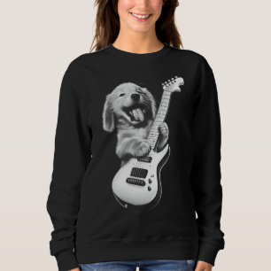 Moletom Ouro Retriever Puppy Tocando Violão - Engraçado
