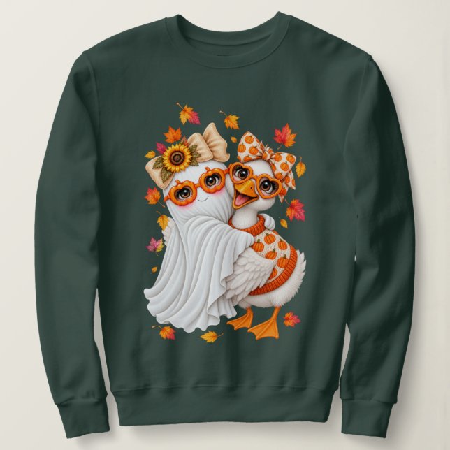 Moletom outono Ganso Bobo fantasma Outono Halloween  (Frente do Design)