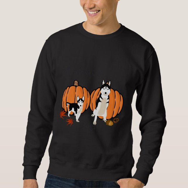 Moletom Outono Rouco Pumpkin Queda Sall Siberian Husky (Frente)