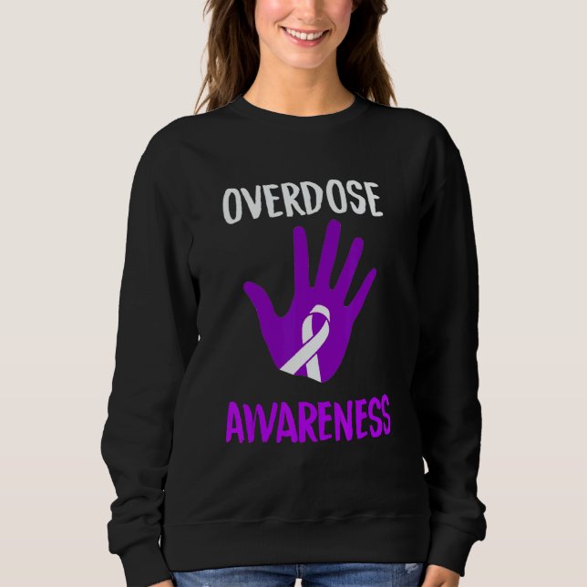 Moletom Overdose Awareness Purple Ribbon Drug Addiction Re (Frente)