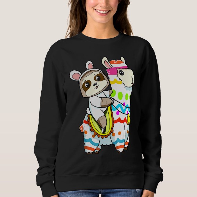 Moletom Ovo Caça Llama Bunny Cute Sloth Caindo Llama Ea (Frente)