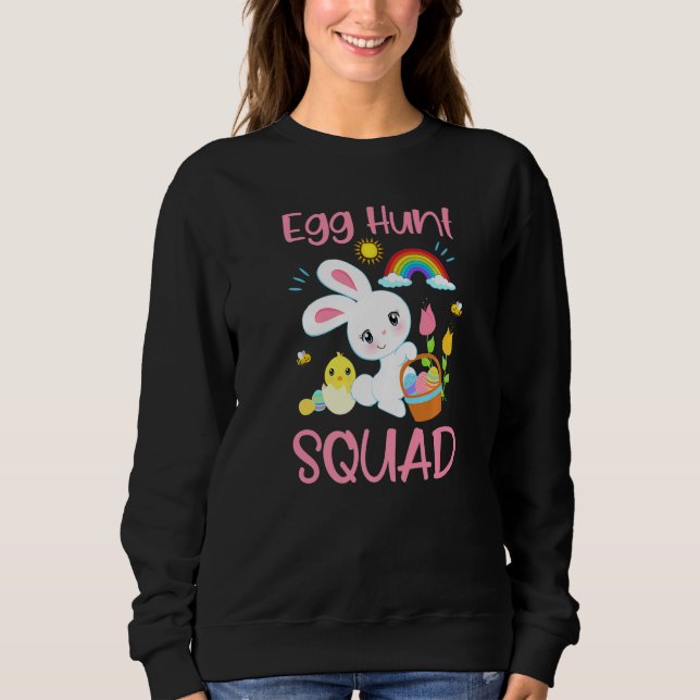 Moletom OVOS CAÇA SQUAD Engraçado Páscoa Coelho Coelho Cri (Frente)