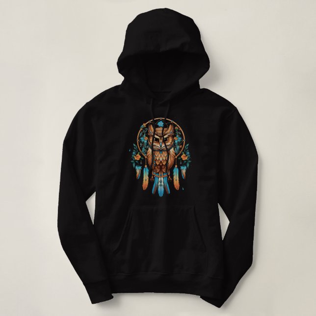 Moletom Owl Dreamcatcher Native American Indian Feather T (Frente do Design)