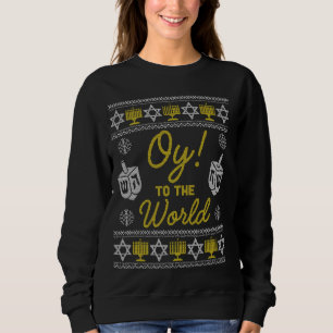 Moletom Oy To The World Engraçado Hanukkah Sweater Style J