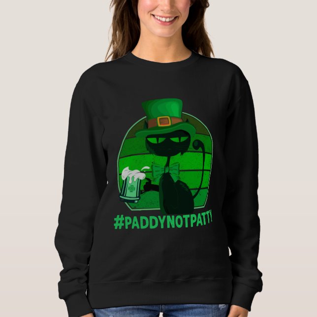 Moletom #PaddyNotPatty St Patrick's Cat-Green Beer Drinkin (Frente)