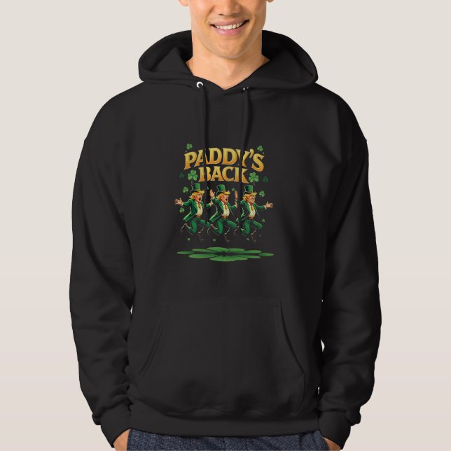 Moletom Paddy's Back Funny Trump Rua Patrick Day Leopard (Frente)
