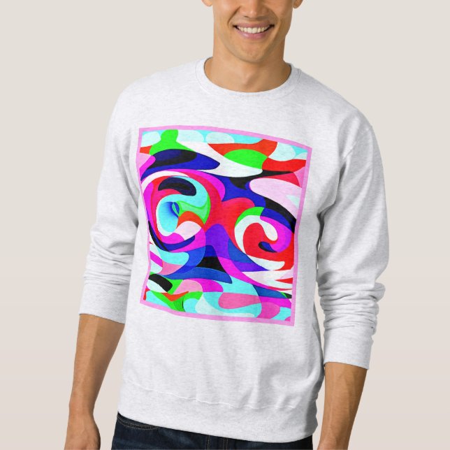 Moletom Padrão de Abstrações Vivas Coloridas (Frente)