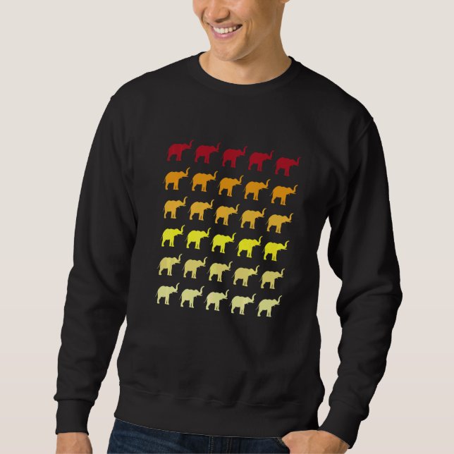 Moletom Padrão de Animal Retro Elefante (Frente)