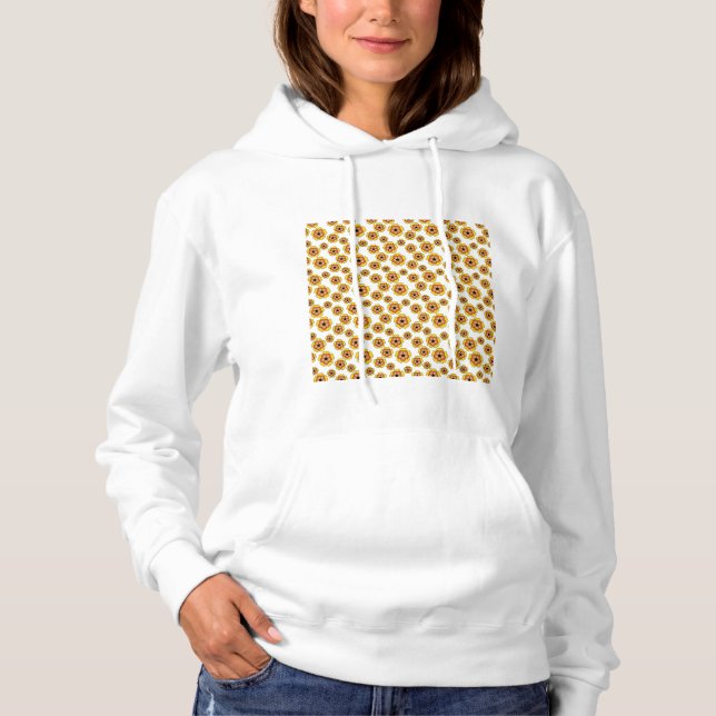 Moletom Padrão de Flores de Laranja Amarelo (Frente)