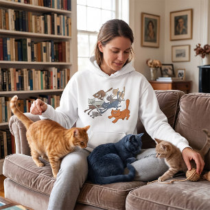 Moletom Padrão de Gatos Correndo Gatinhos Caprichosos