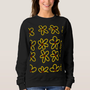 Moletom Padrão de girassol castanho-amarelo ventre floral