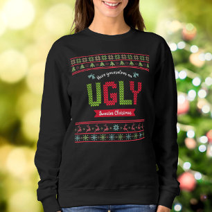 Moletom Padrão de Knit Verde Vermelho Nórdico de Natal F