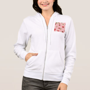 Moletom Padrão de Morango Vermelho e Cereja Fruta Rosa