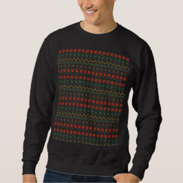 Moletom Padrão de tricô Pixel Verde-Amarelo-Vermelho