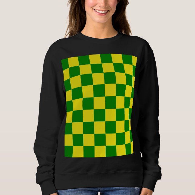 Moletom Padrão de Verificação Verde Amarelo (Frente)