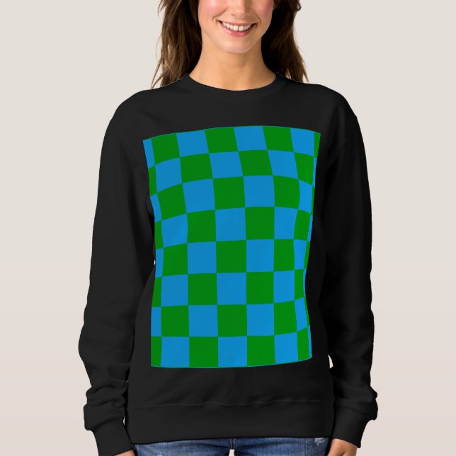 Moletom Padrão de Verificação Verde Azul (Frente)