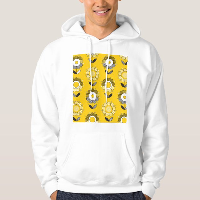 Moletom Padrão Floral de Folk Amarelo Simples (Frente)