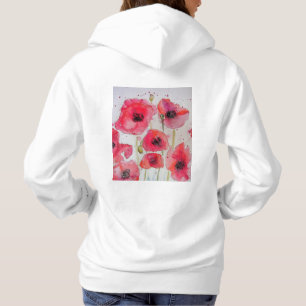 Moletom Padrão Floral de Papoula Vermelha em Arte de Aquar