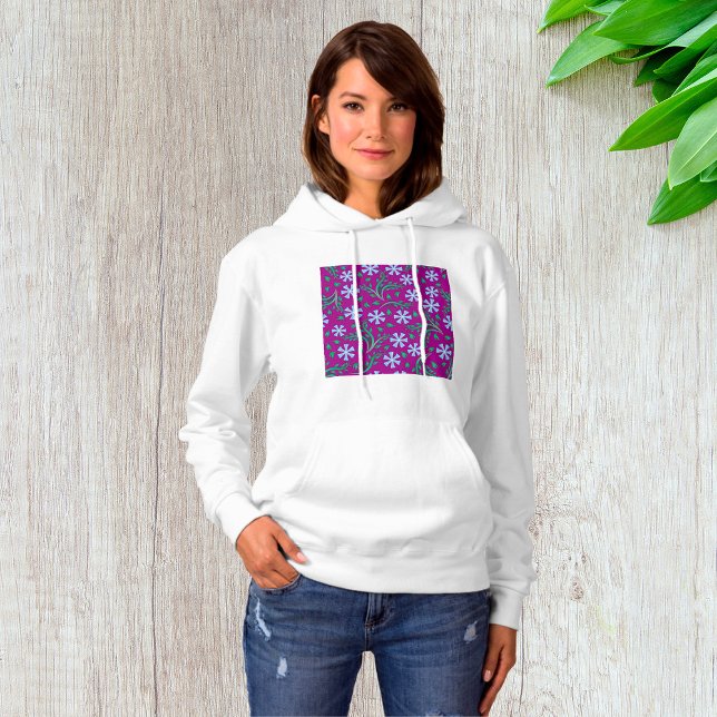 Moletom Padrão Floral Roxo com Flores Azuis (Criador carregado)
