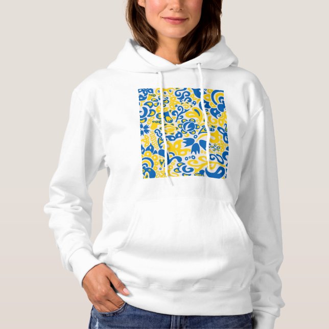 Moletom Padrão Folclore com cores de bandeira ucraniana (Frente)