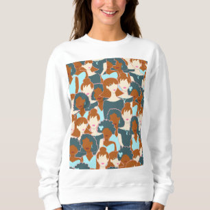 Moletom Padrão sem costura com garotas negras e brancas