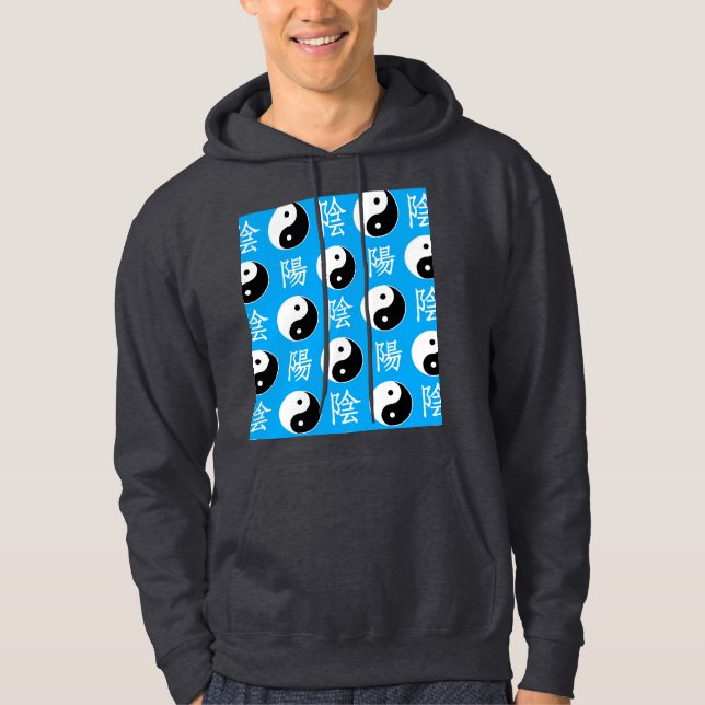 Moletom Padrão Yinyang Chinês de Fundo Azul (Frente)