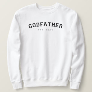 Moletom Padrinho Estabelecido com Tipografia Varsity White
