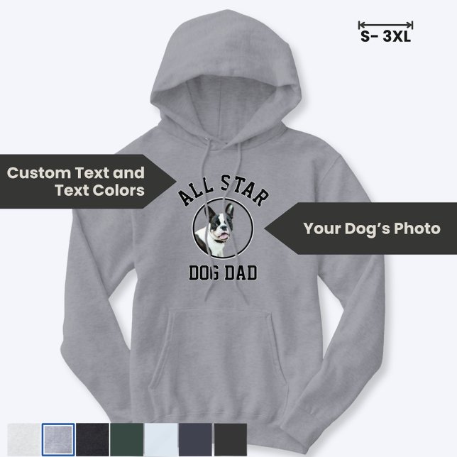 Moletom Pai de Cachorro Estrela de Todos os Tempos com Fot (Have fun customizing this cozy hoodie for your favorite ALL STAR DOG DAD)