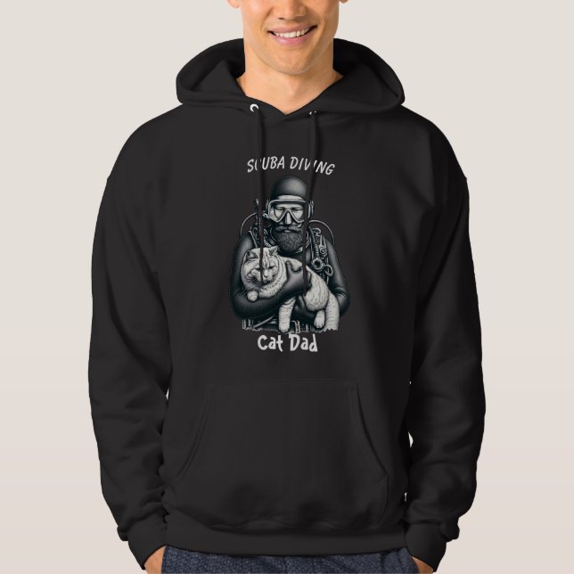Moletom Pai de Gato de Mergulho Engraçado Preto (Frente)