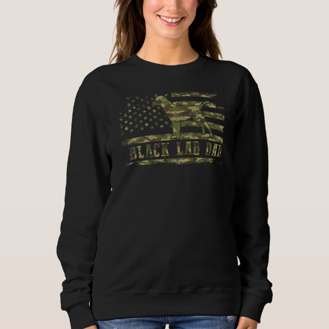 Moletom Pai do laboratório negro Camouflage American Flag  (Frente)