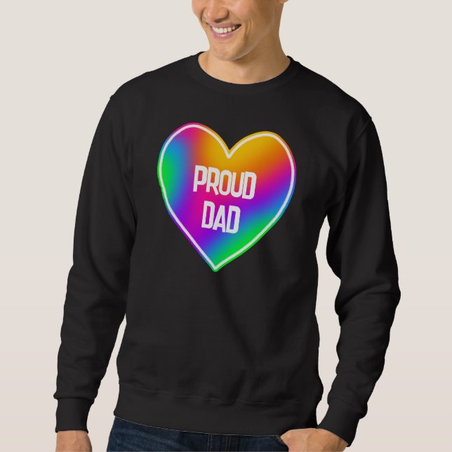 Moletom Pai orgulhoso Rainbow Heart Sweatshirt dos homens (Frente)