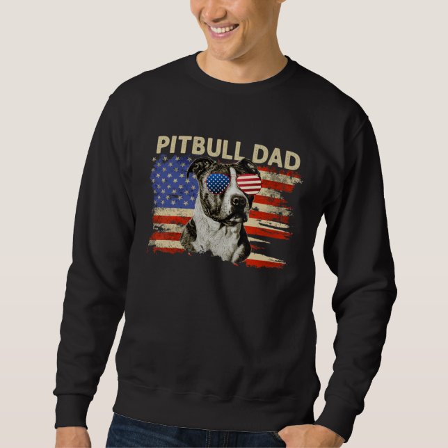 Moletom Pai Pitbull Patriota Bandeira Americana 4 de Julho (Frente)