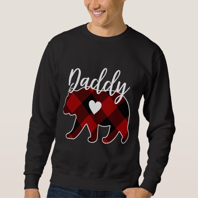 Moletom Pai Urso Natal Buffalo Xadrez Vermelho Branco E B (Frente)