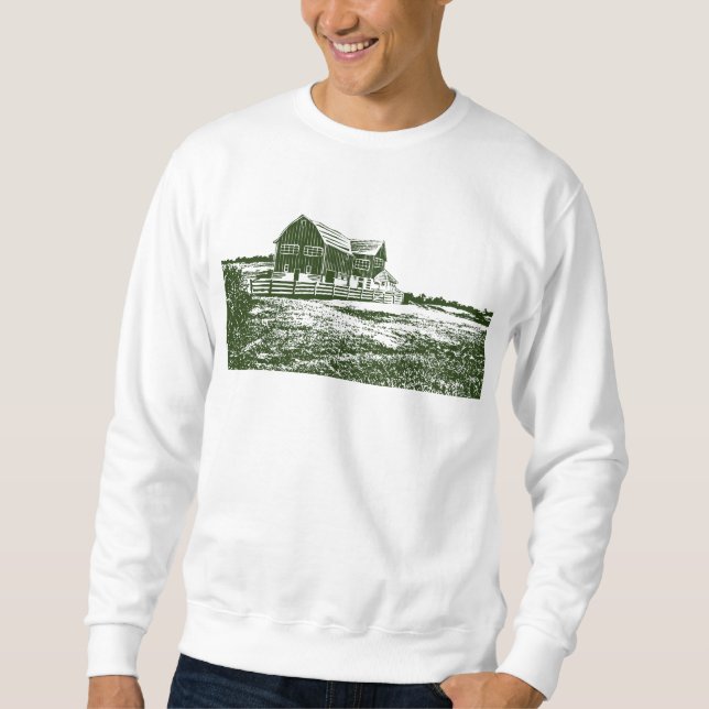 Moletom Paisagem de campo com recortes de madeira casa de  (Frente)