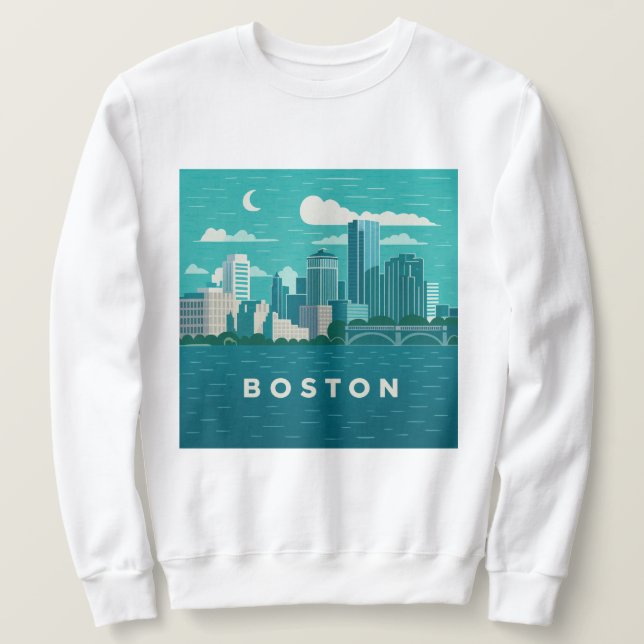 Moletom Paisagem Noturna da Cidade de Massachusetts | Cida (Frente do Design)