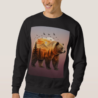 Moletom Paisagem Rústica de Urso Cinzento
