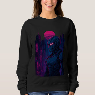 Moletom Paisagem Urbana do Robô Cyberpunk Neon — Dreamfram
