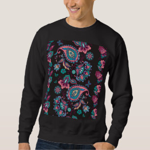 Moletom Paisley Stripe: Decorativa Negra Sem Semente