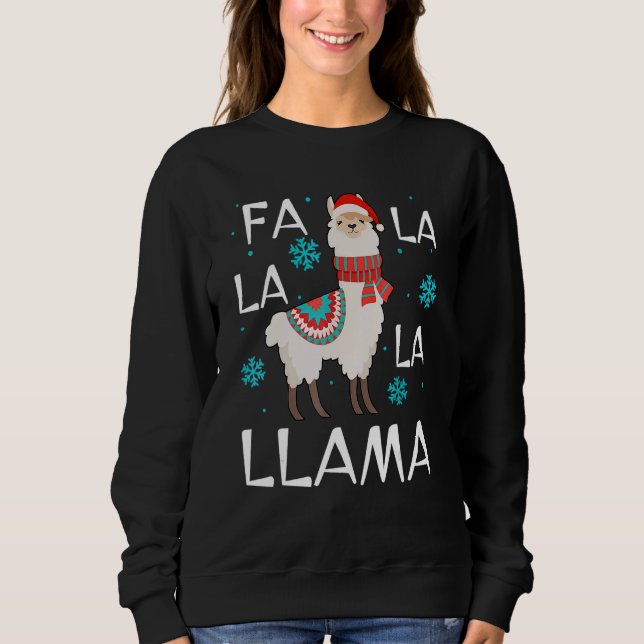 Moletom Pajamas Xmas Fa La La Llama Kids Women Christmas P (Frente)