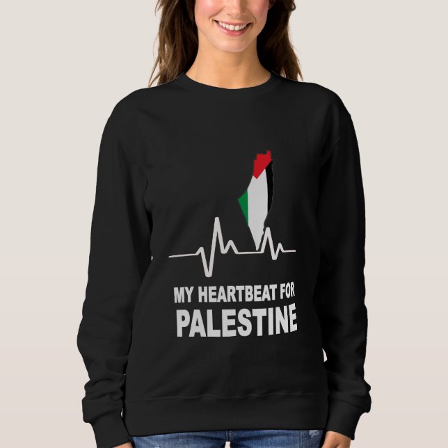 Moletom Palestina - Bandeira e mapa no meu coração (Frente)