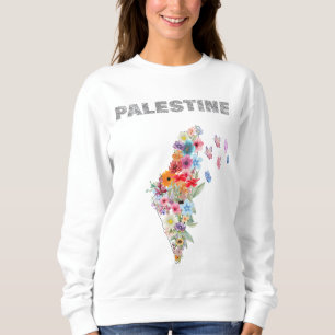Moletom Palestina feminina - Mapa floral da Palestina