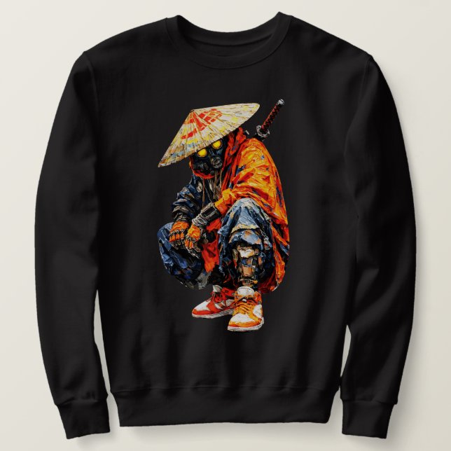 Moletom Paleta de Ciber Samurai Laranja (Frente do Design)