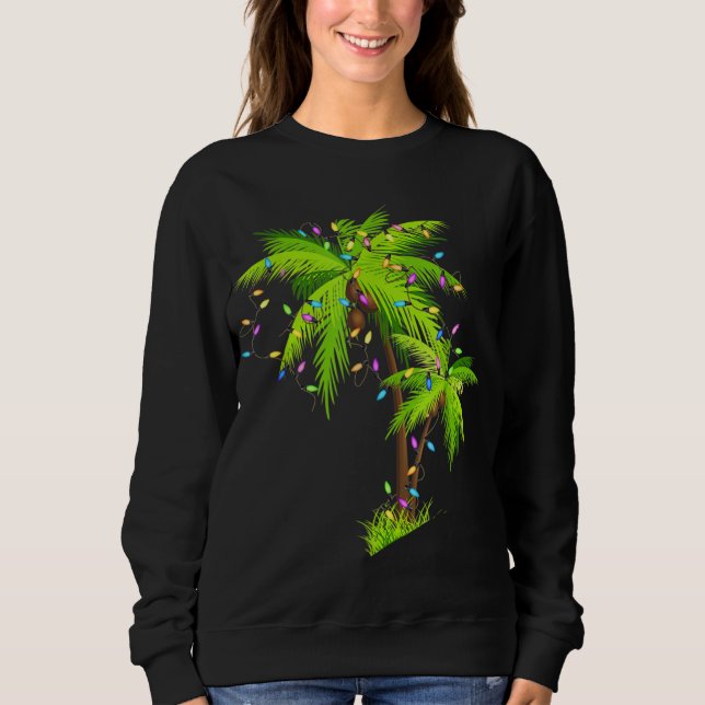 Moletom Palm Tree Beach Funny Tropical Xmas Christmas Ligh (Frente)